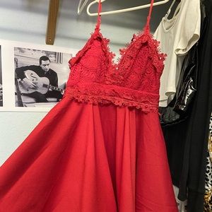 Red spaghetti strap dress